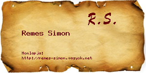 Remes Simon névjegykártya